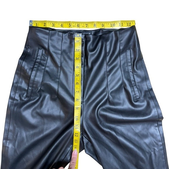 Zara Ankle Faux Leather Pants High Rise  Black Size Small - Picture 11 of 14